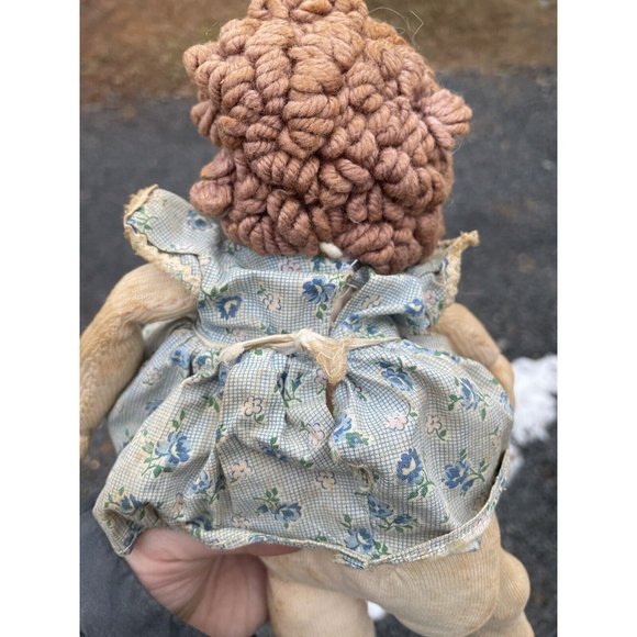 Antique Handmade Ragdoll Embroidered Face 20th C. Vintage Doll Rag Doll Cloth - Picture 14 of 15